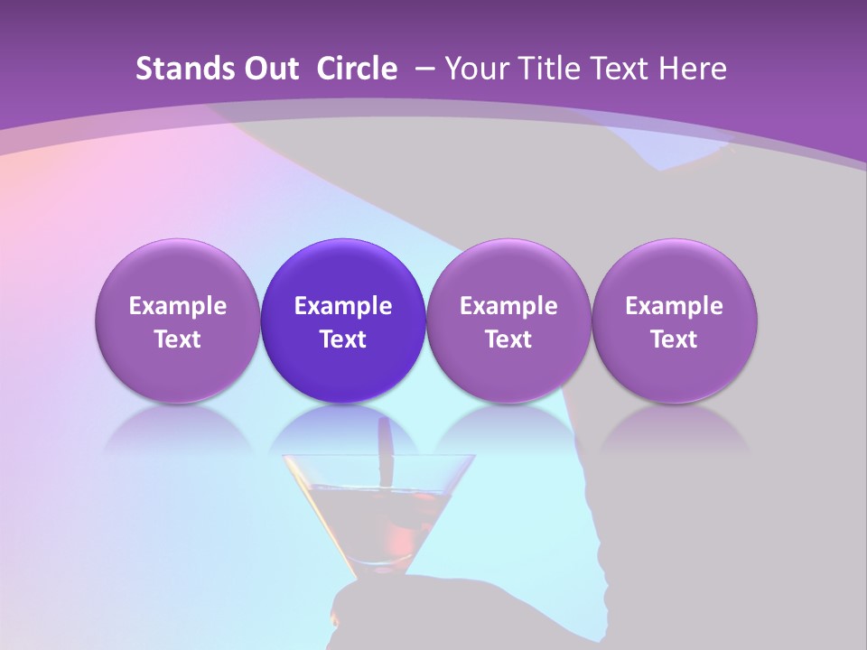 Silhouette Of Dancing Girl With Martini Glass On Colorful Back. Image May Contain Slight Multicolor Aberration As A Part Of Design PowerPoint Template