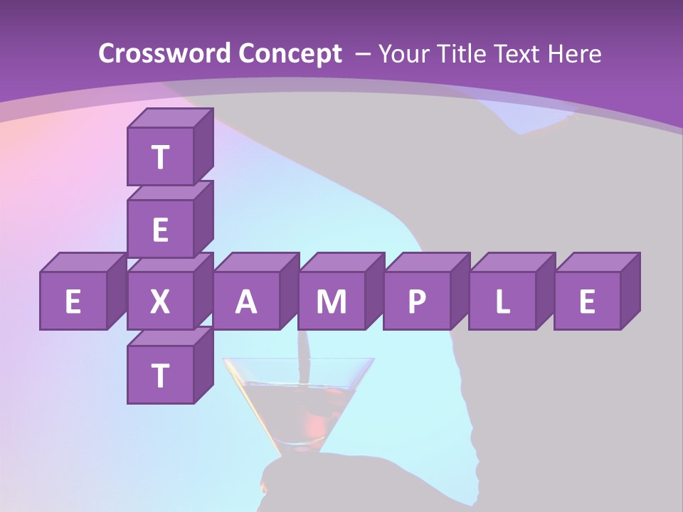 Silhouette Of Dancing Girl With Martini Glass On Colorful Back. Image May Contain Slight Multicolor Aberration As A Part Of Design PowerPoint Template