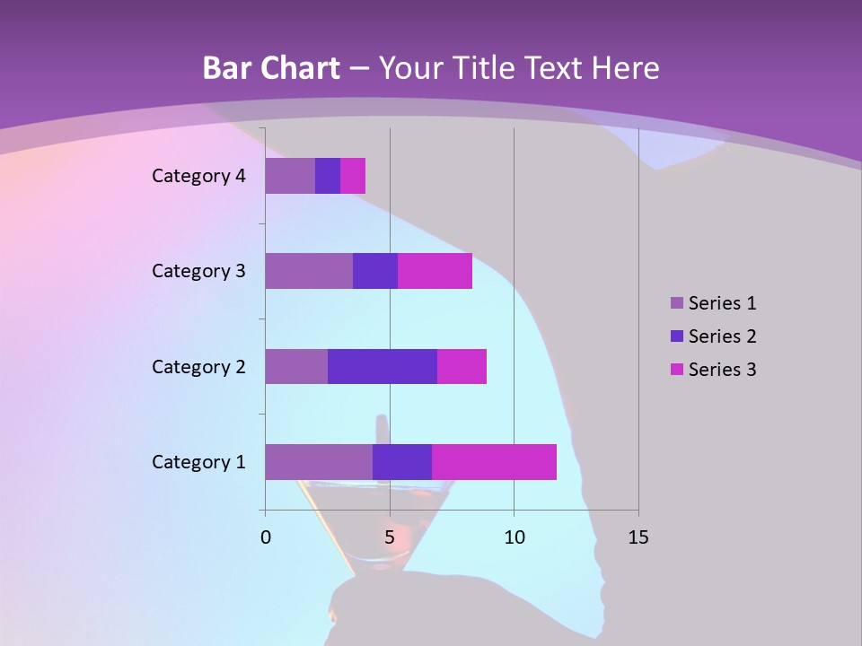 Silhouette Of Dancing Girl With Martini Glass On Colorful Back. Image May Contain Slight Multicolor Aberration As A Part Of Design PowerPoint Template
