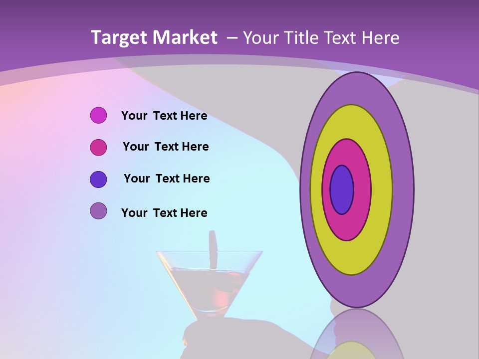 Silhouette Of Dancing Girl With Martini Glass On Colorful Back. Image May Contain Slight Multicolor Aberration As A Part Of Design PowerPoint Template