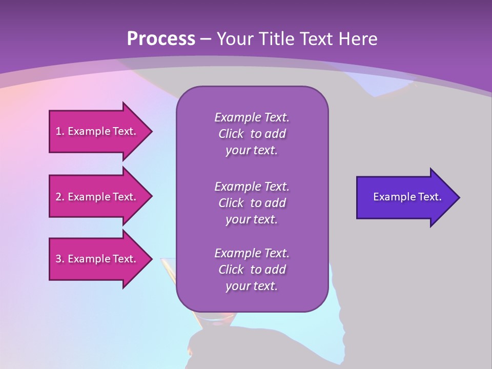 Silhouette Of Dancing Girl With Martini Glass On Colorful Back. Image May Contain Slight Multicolor Aberration As A Part Of Design PowerPoint Template