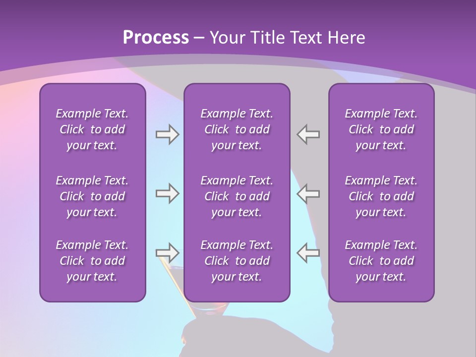 Silhouette Of Dancing Girl With Martini Glass On Colorful Back. Image May Contain Slight Multicolor Aberration As A Part Of Design PowerPoint Template