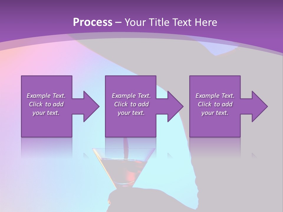Silhouette Of Dancing Girl With Martini Glass On Colorful Back. Image May Contain Slight Multicolor Aberration As A Part Of Design PowerPoint Template