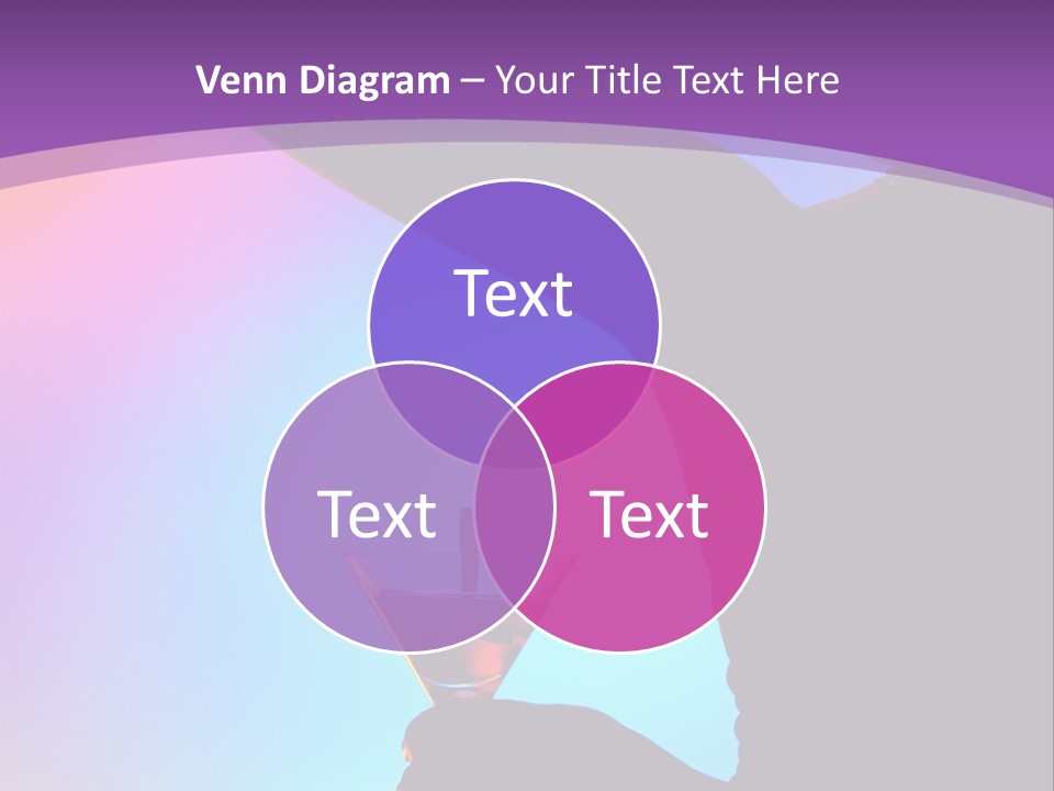 Silhouette Of Dancing Girl With Martini Glass On Colorful Back. Image May Contain Slight Multicolor Aberration As A Part Of Design PowerPoint Template