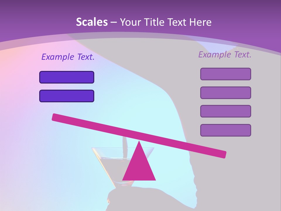 Silhouette Of Dancing Girl With Martini Glass On Colorful Back. Image May Contain Slight Multicolor Aberration As A Part Of Design PowerPoint Template