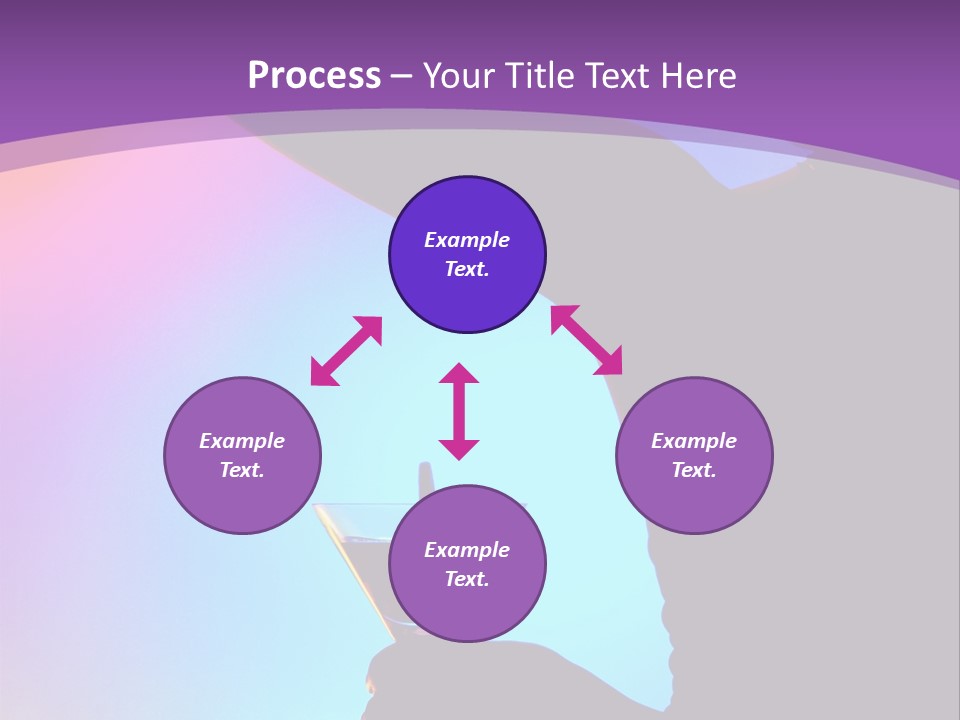 Silhouette Of Dancing Girl With Martini Glass On Colorful Back. Image May Contain Slight Multicolor Aberration As A Part Of Design PowerPoint Template