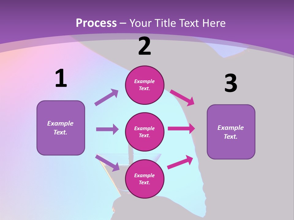 Silhouette Of Dancing Girl With Martini Glass On Colorful Back. Image May Contain Slight Multicolor Aberration As A Part Of Design PowerPoint Template