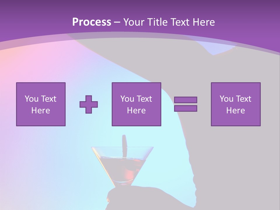 Silhouette Of Dancing Girl With Martini Glass On Colorful Back. Image May Contain Slight Multicolor Aberration As A Part Of Design PowerPoint Template