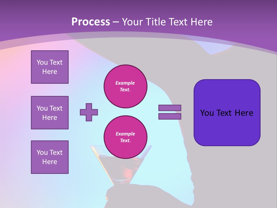Silhouette Of Dancing Girl With Martini Glass On Colorful Back. Image May Contain Slight Multicolor Aberration As A Part Of Design PowerPoint Template