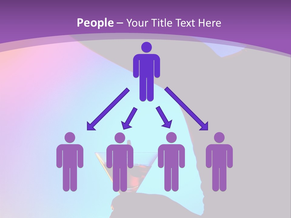 Silhouette Of Dancing Girl With Martini Glass On Colorful Back. Image May Contain Slight Multicolor Aberration As A Part Of Design PowerPoint Template