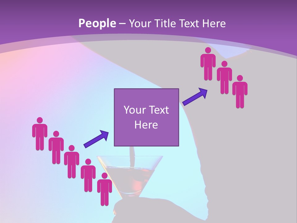 Silhouette Of Dancing Girl With Martini Glass On Colorful Back. Image May Contain Slight Multicolor Aberration As A Part Of Design PowerPoint Template