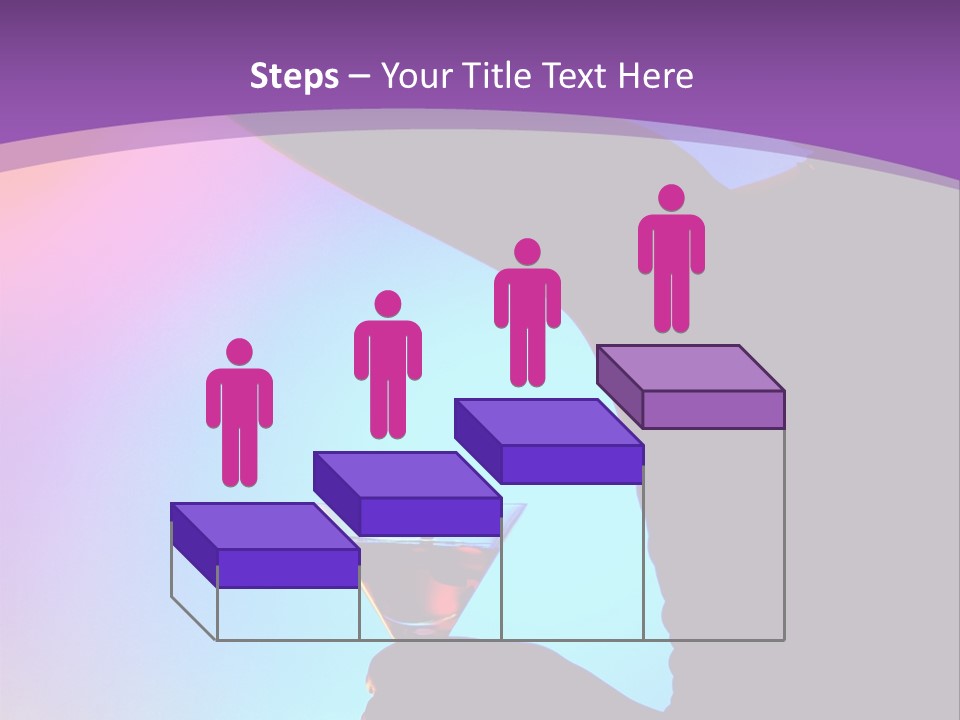 Silhouette Of Dancing Girl With Martini Glass On Colorful Back. Image May Contain Slight Multicolor Aberration As A Part Of Design PowerPoint Template