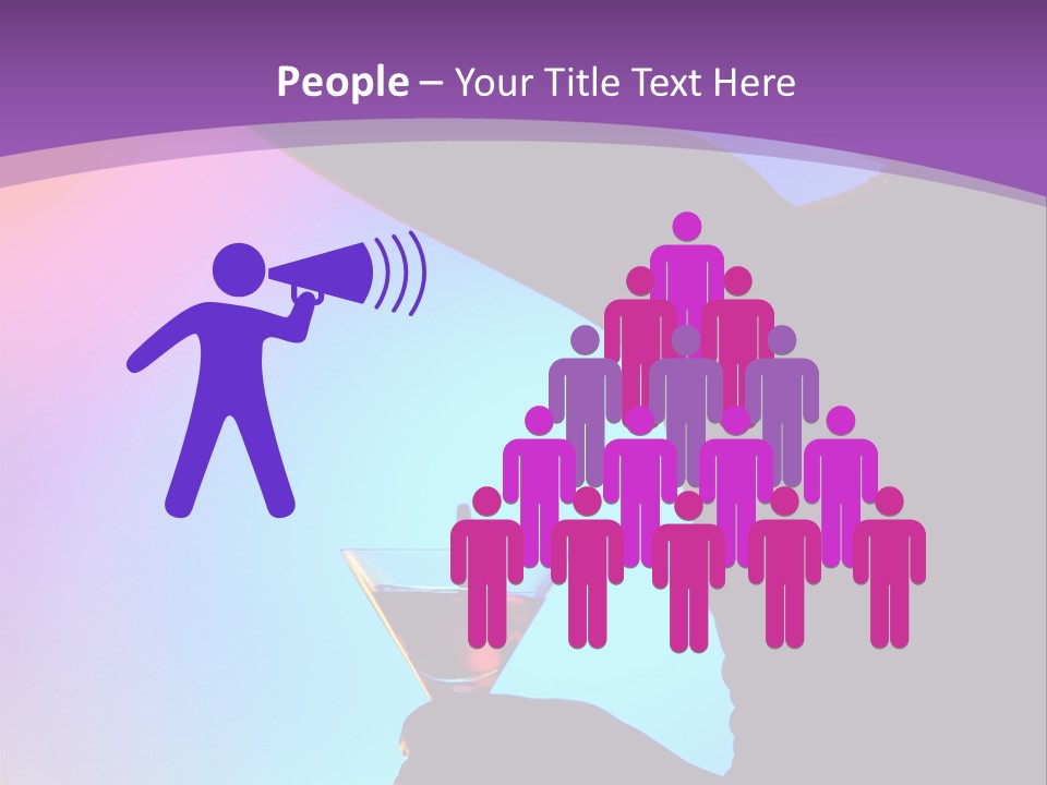 Silhouette Of Dancing Girl With Martini Glass On Colorful Back. Image May Contain Slight Multicolor Aberration As A Part Of Design PowerPoint Template