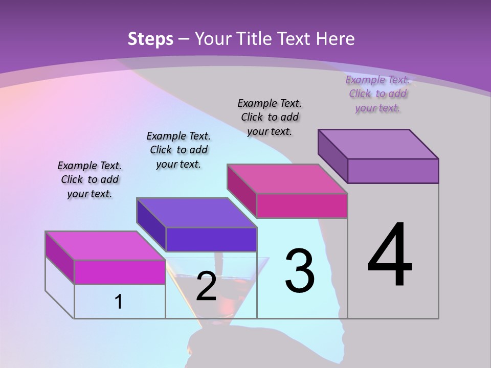 Silhouette Of Dancing Girl With Martini Glass On Colorful Back. Image May Contain Slight Multicolor Aberration As A Part Of Design PowerPoint Template