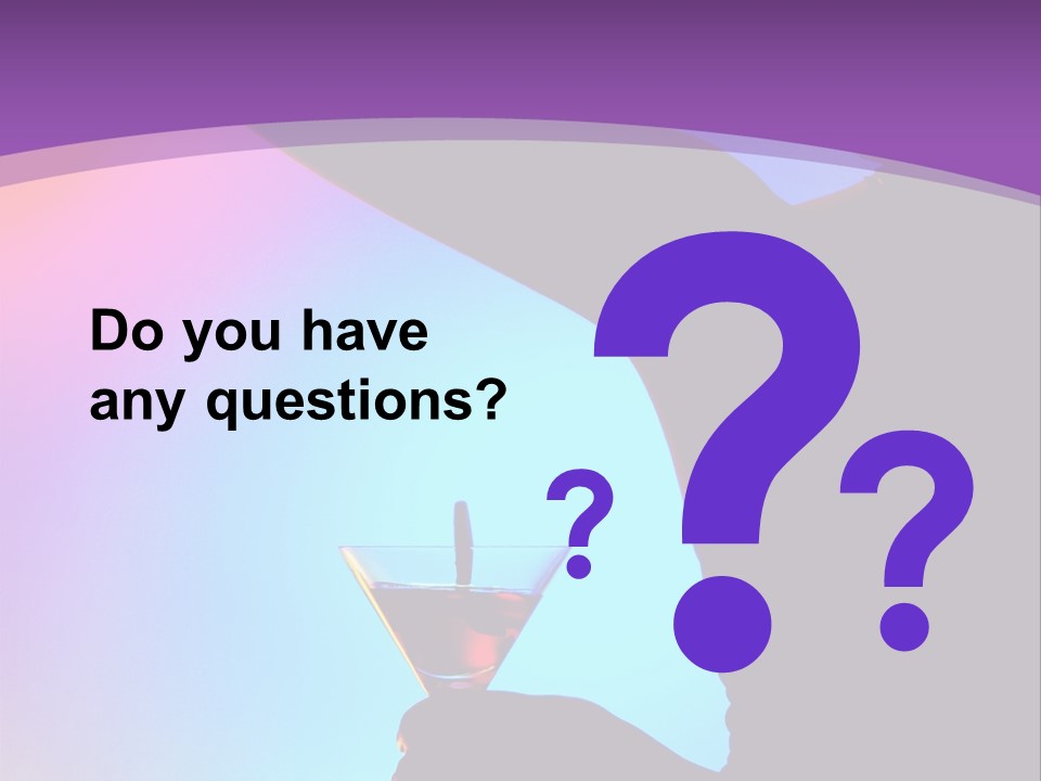 Silhouette Of Dancing Girl With Martini Glass On Colorful Back. Image May Contain Slight Multicolor Aberration As A Part Of Design PowerPoint Template