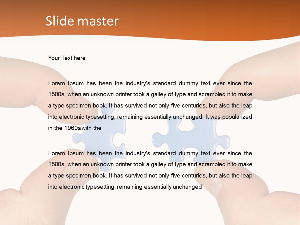 Hands And Puzzle, Isolated On White Background PowerPoint Template