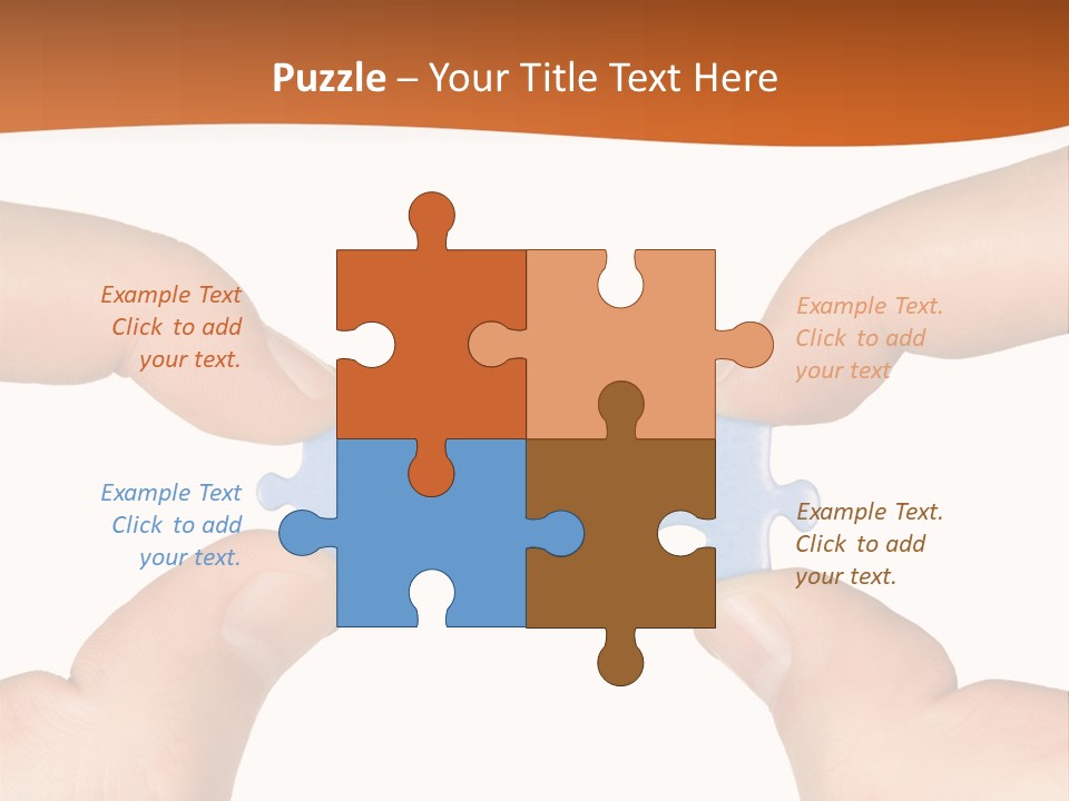 Hands And Puzzle, Isolated On White Background PowerPoint Template