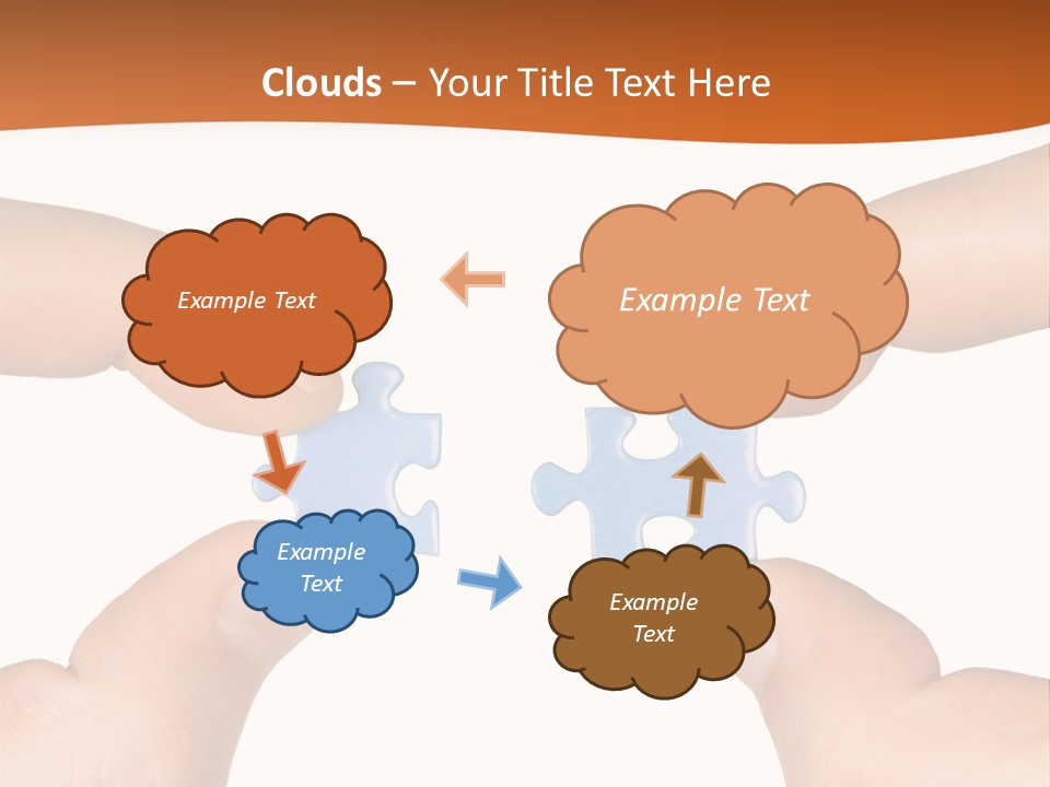 Hands And Puzzle, Isolated On White Background PowerPoint Template