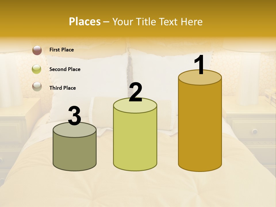 Showcase Interior, Pretty Yellow Coordinated Bedroom PowerPoint Template