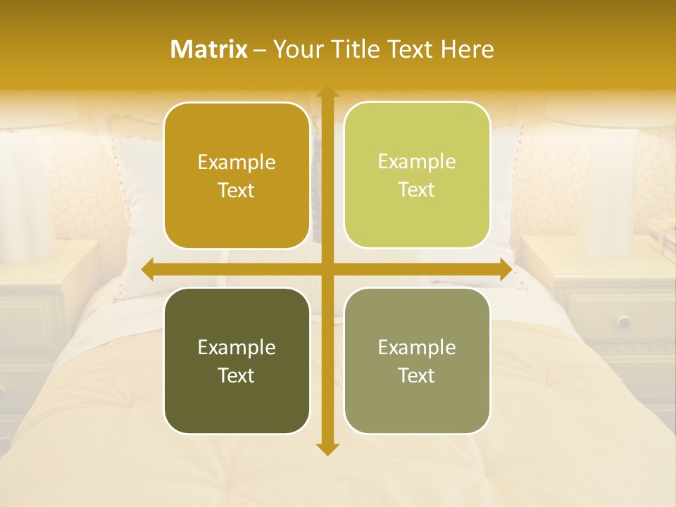 Showcase Interior, Pretty Yellow Coordinated Bedroom PowerPoint Template