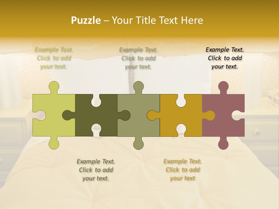 Showcase Interior, Pretty Yellow Coordinated Bedroom PowerPoint Template