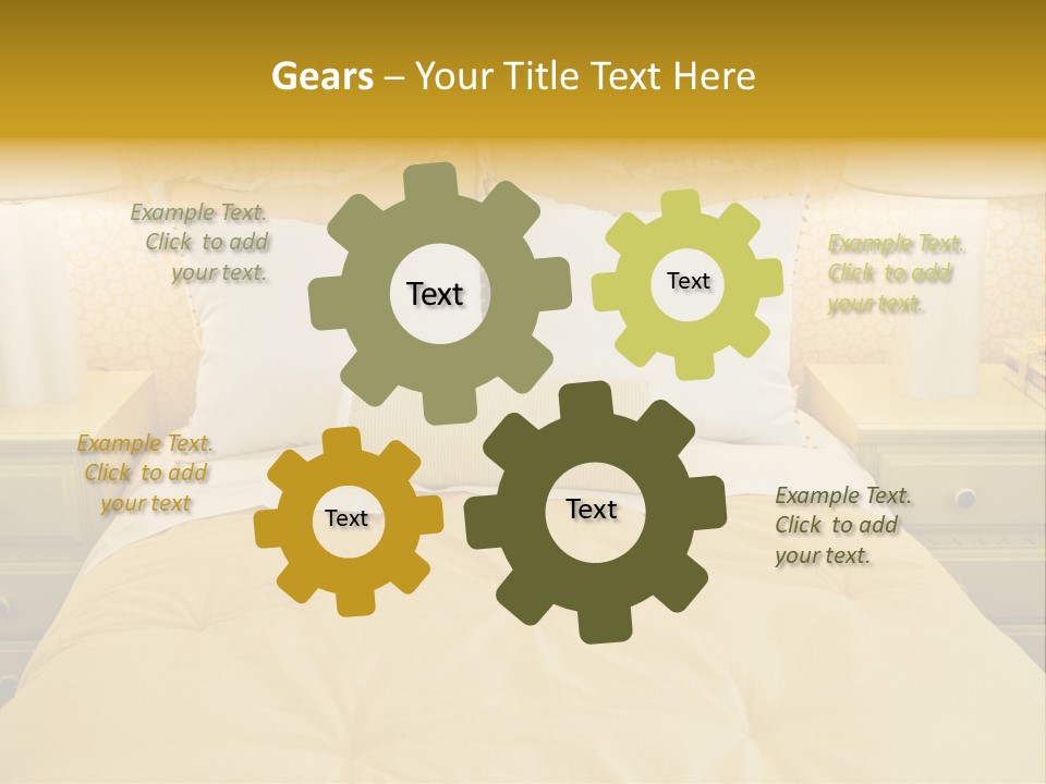 Showcase Interior, Pretty Yellow Coordinated Bedroom PowerPoint Template