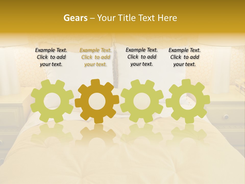 Showcase Interior, Pretty Yellow Coordinated Bedroom PowerPoint Template