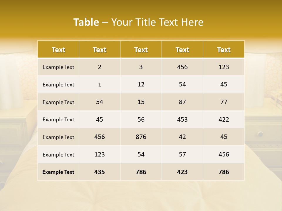 Showcase Interior, Pretty Yellow Coordinated Bedroom PowerPoint Template
