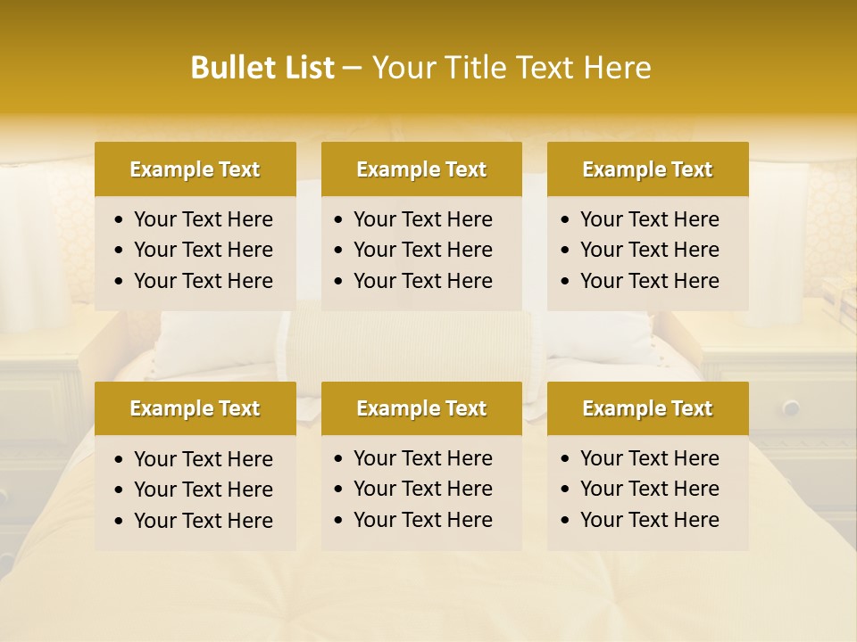 Showcase Interior, Pretty Yellow Coordinated Bedroom PowerPoint Template