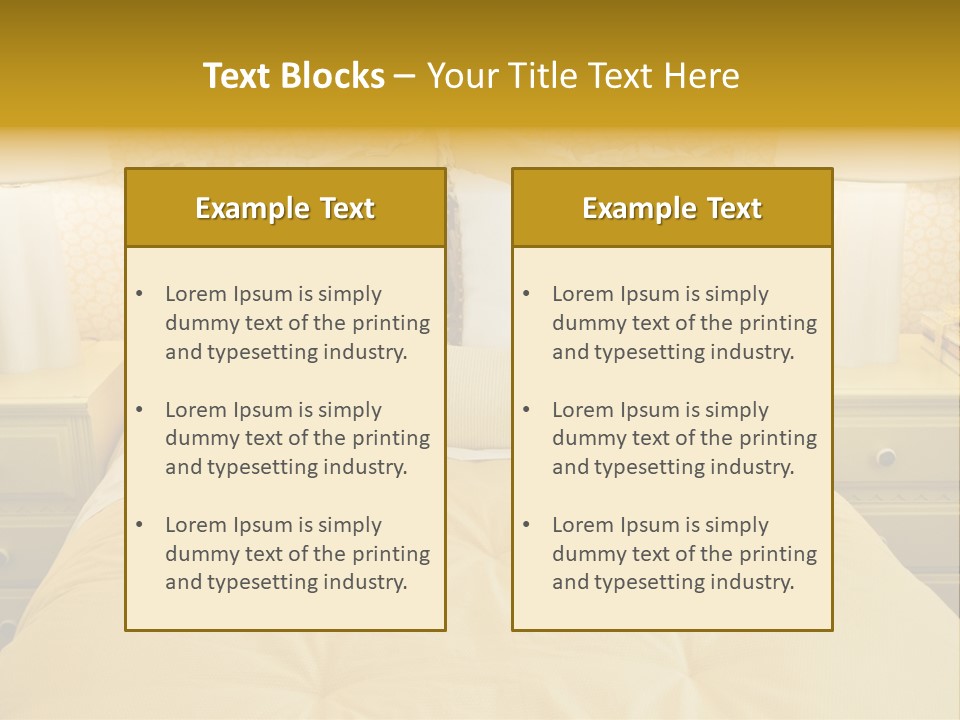 Showcase Interior, Pretty Yellow Coordinated Bedroom PowerPoint Template