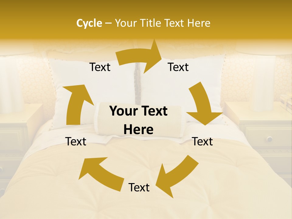 Showcase Interior, Pretty Yellow Coordinated Bedroom PowerPoint Template