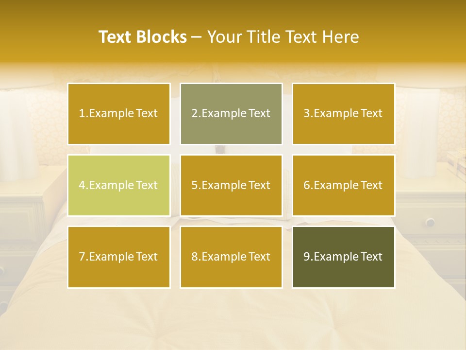 Showcase Interior, Pretty Yellow Coordinated Bedroom PowerPoint Template