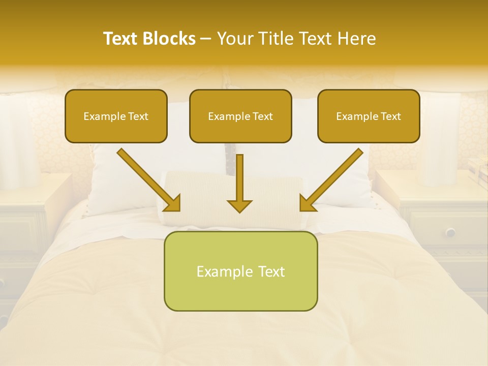 Showcase Interior, Pretty Yellow Coordinated Bedroom PowerPoint Template
