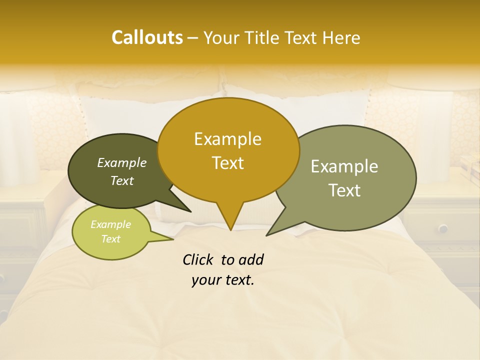 Showcase Interior, Pretty Yellow Coordinated Bedroom PowerPoint Template