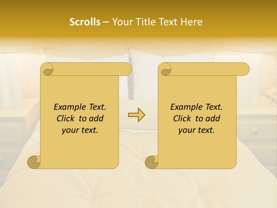 Showcase Interior, Pretty Yellow Coordinated Bedroom PowerPoint Template
