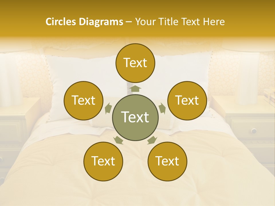 Showcase Interior, Pretty Yellow Coordinated Bedroom PowerPoint Template