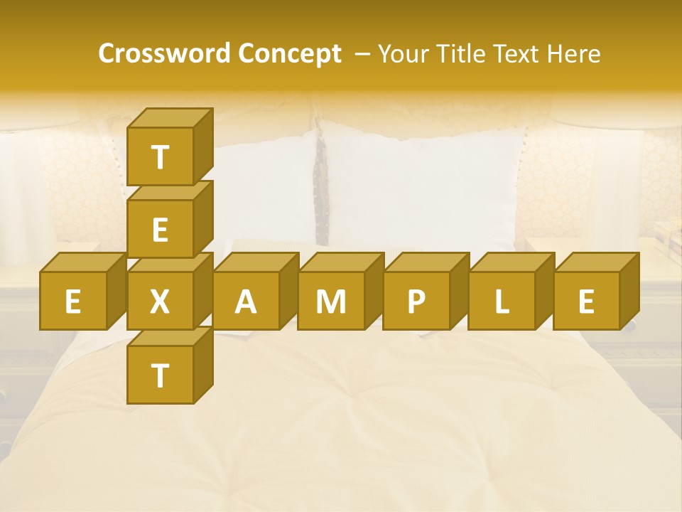 Showcase Interior, Pretty Yellow Coordinated Bedroom PowerPoint Template