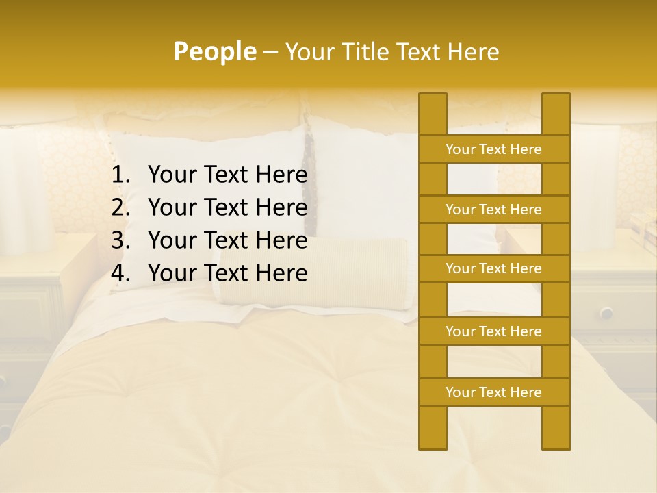 Showcase Interior, Pretty Yellow Coordinated Bedroom PowerPoint Template