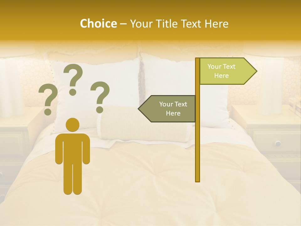 Showcase Interior, Pretty Yellow Coordinated Bedroom PowerPoint Template
