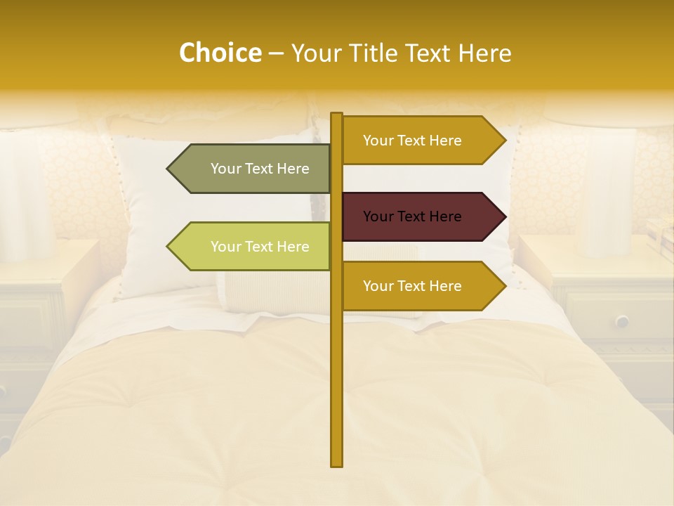 Showcase Interior, Pretty Yellow Coordinated Bedroom PowerPoint Template