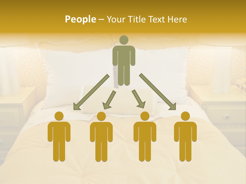 Showcase Interior, Pretty Yellow Coordinated Bedroom PowerPoint Template