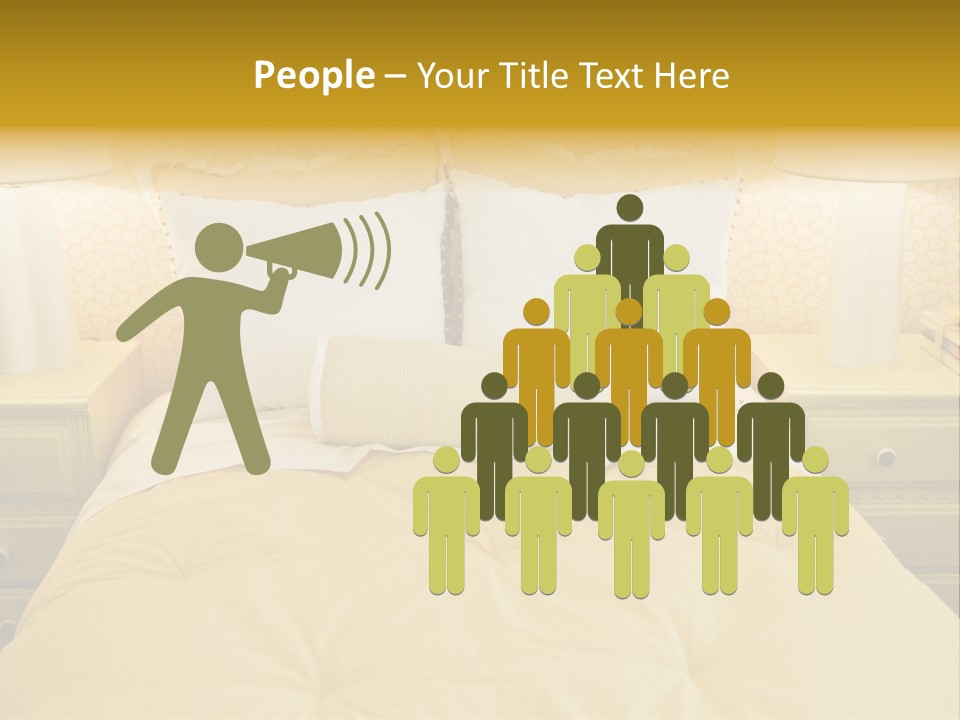 Showcase Interior, Pretty Yellow Coordinated Bedroom PowerPoint Template