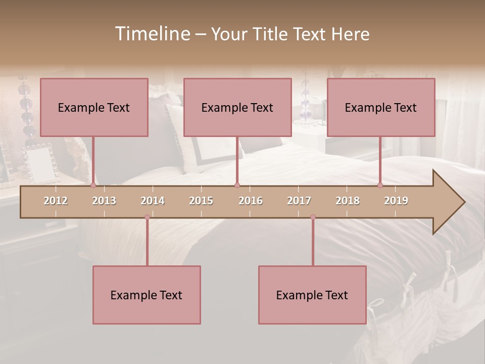 A Bedroom With A Bed, Nightstands And A Mirror PowerPoint Template