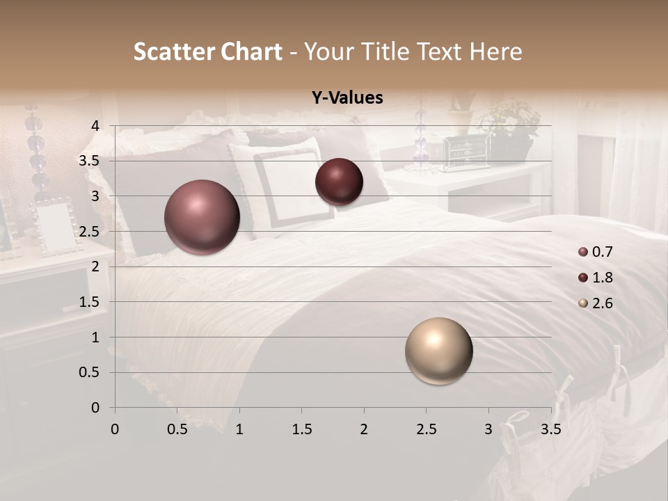 A Bedroom With A Bed, Nightstands And A Mirror PowerPoint Template