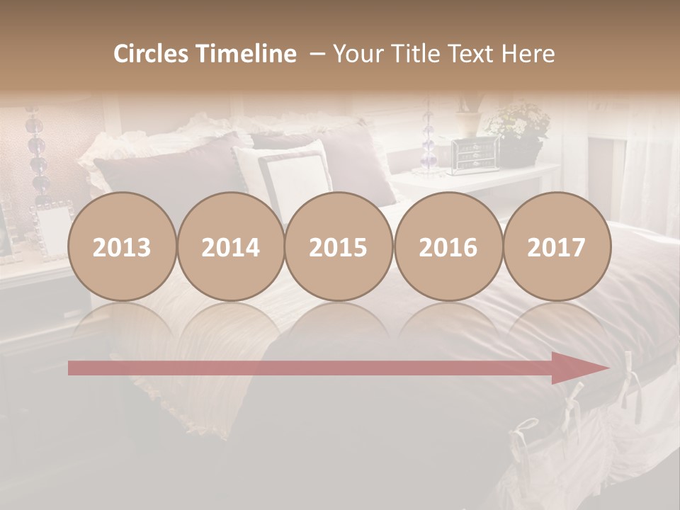 A Bedroom With A Bed, Nightstands And A Mirror PowerPoint Template