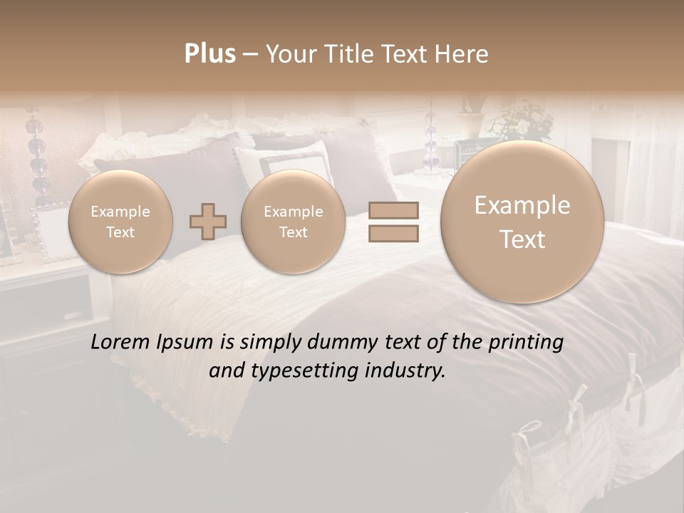 A Bedroom With A Bed, Nightstands And A Mirror PowerPoint Template