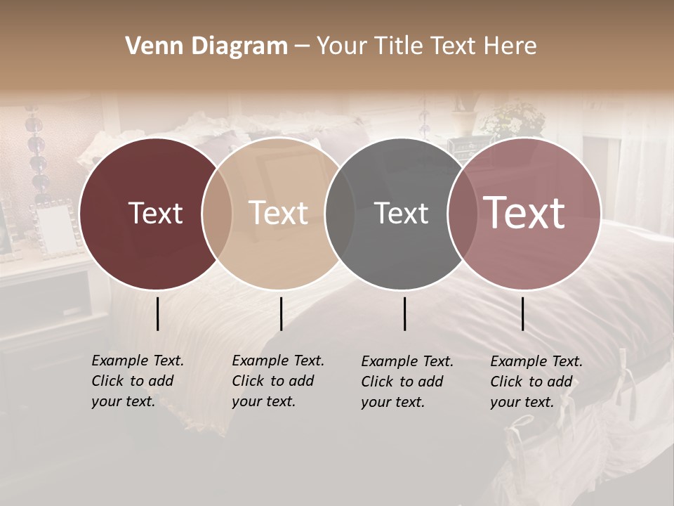 A Bedroom With A Bed, Nightstands And A Mirror PowerPoint Template