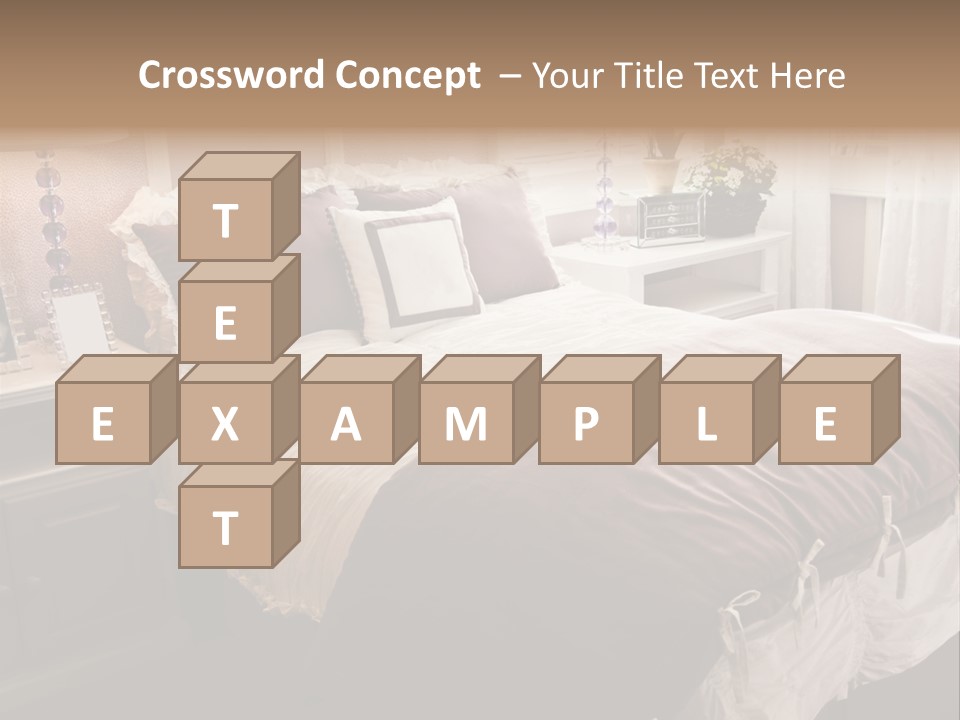 A Bedroom With A Bed, Nightstands And A Mirror PowerPoint Template