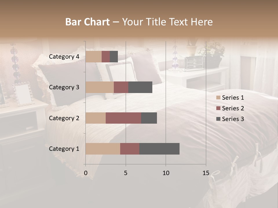A Bedroom With A Bed, Nightstands And A Mirror PowerPoint Template