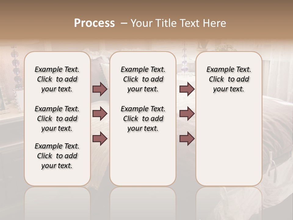 A Bedroom With A Bed, Nightstands And A Mirror PowerPoint Template